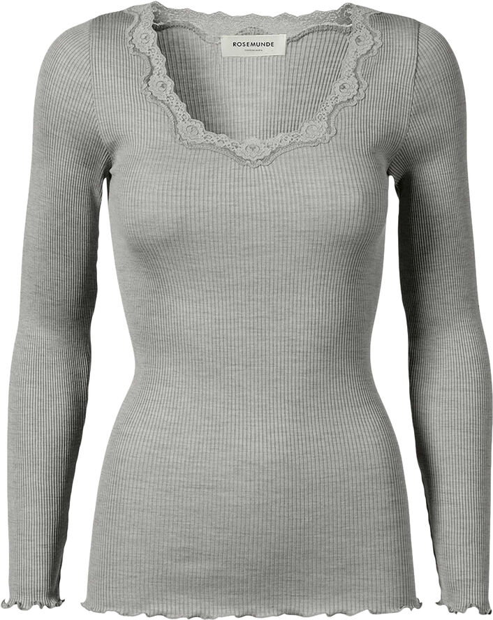 Rosemunde Silk t-shirt regular ls w/rev vinta Grå