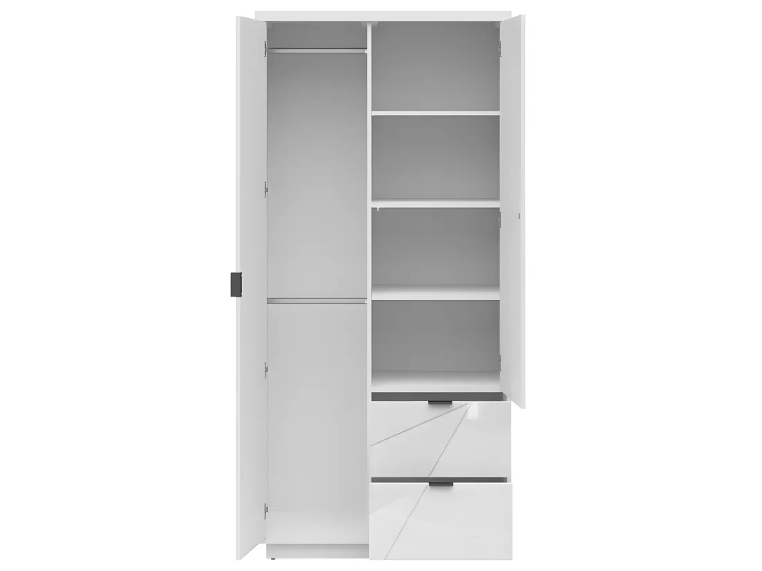 Armoire 2 portes 2 tiroirs Sven Blanc