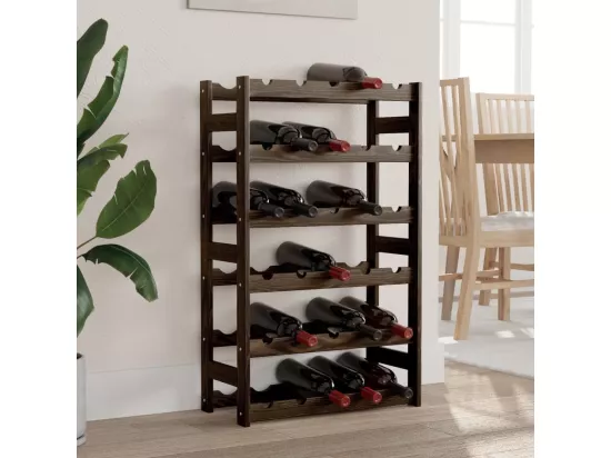 Casier à bouteilles pour 30 bouteilles noir bois pin solide