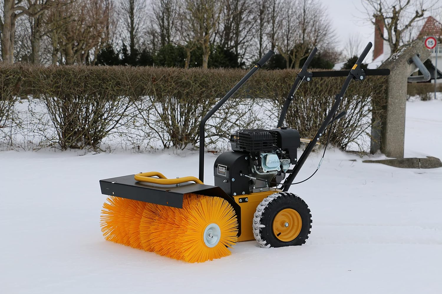Texas Handy Sweep 619TG 3in1 179ccm Kehrmaschine Benzin mit Schneeschild Schneeschieber Laubsammler Fangkorb Schneefräse Schneeräumer mit Antrieb Radantrieb | 60cm | 4,8PS | 4Takt | 3xVor.1xRück.