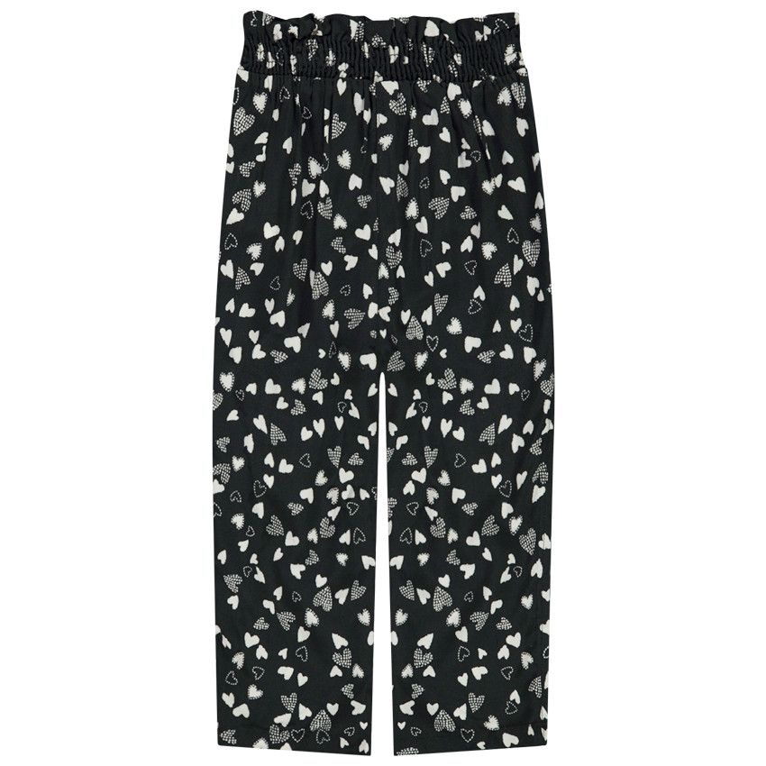 Pantalon fluide imprimé cœurs pour bébé fille - Noir