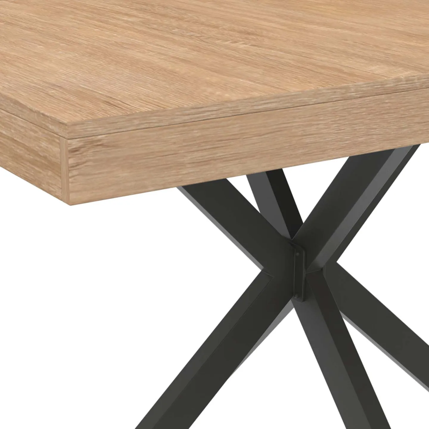 Table à manger rectangle ALIX 6 personnes pied araignée bois et noir 110 cm