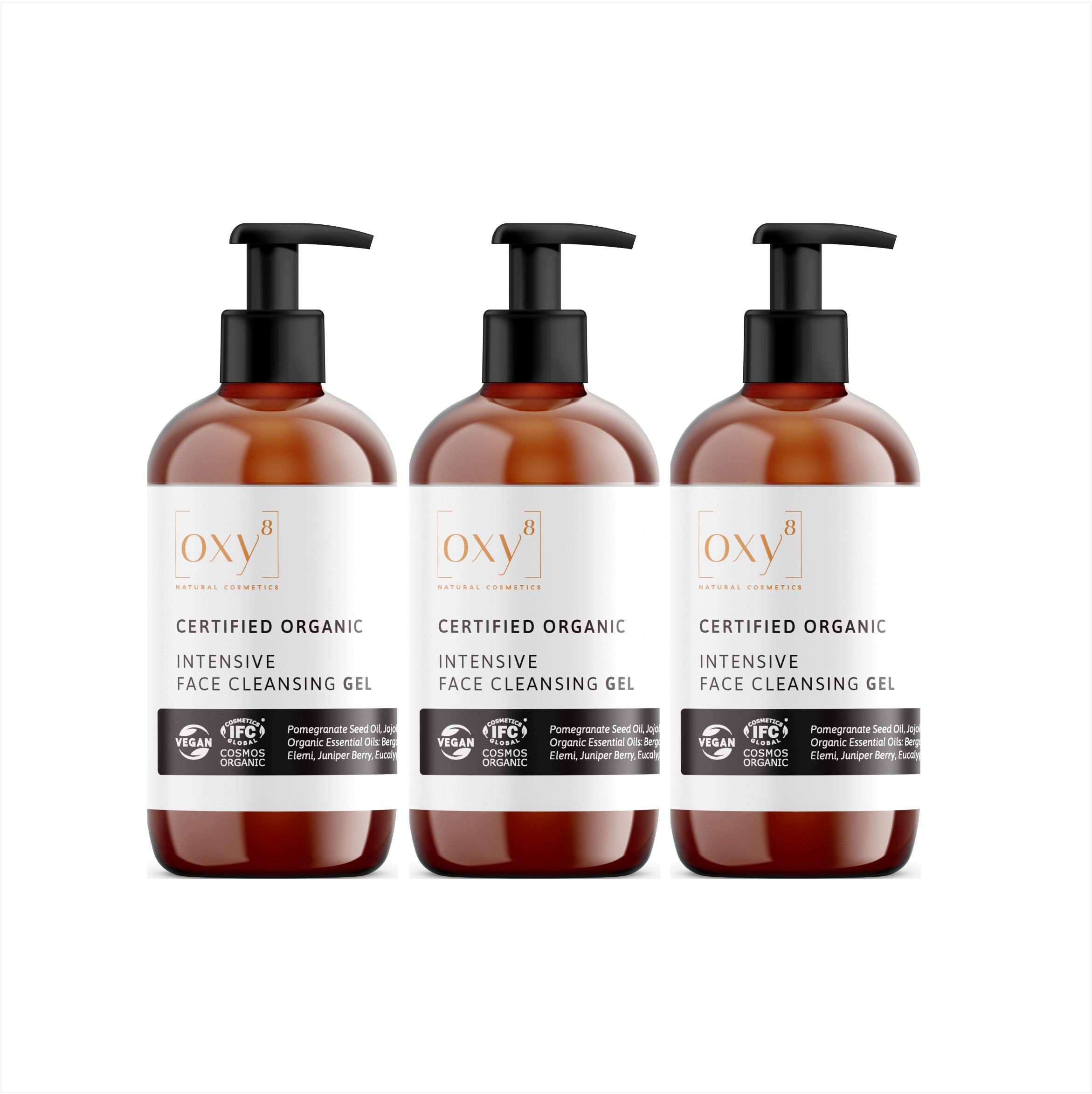 oxy8 Naturkosmetik INTENSIVE FACE CLEANSING GEL - Reinigungsgel - Sparset 3er Packung