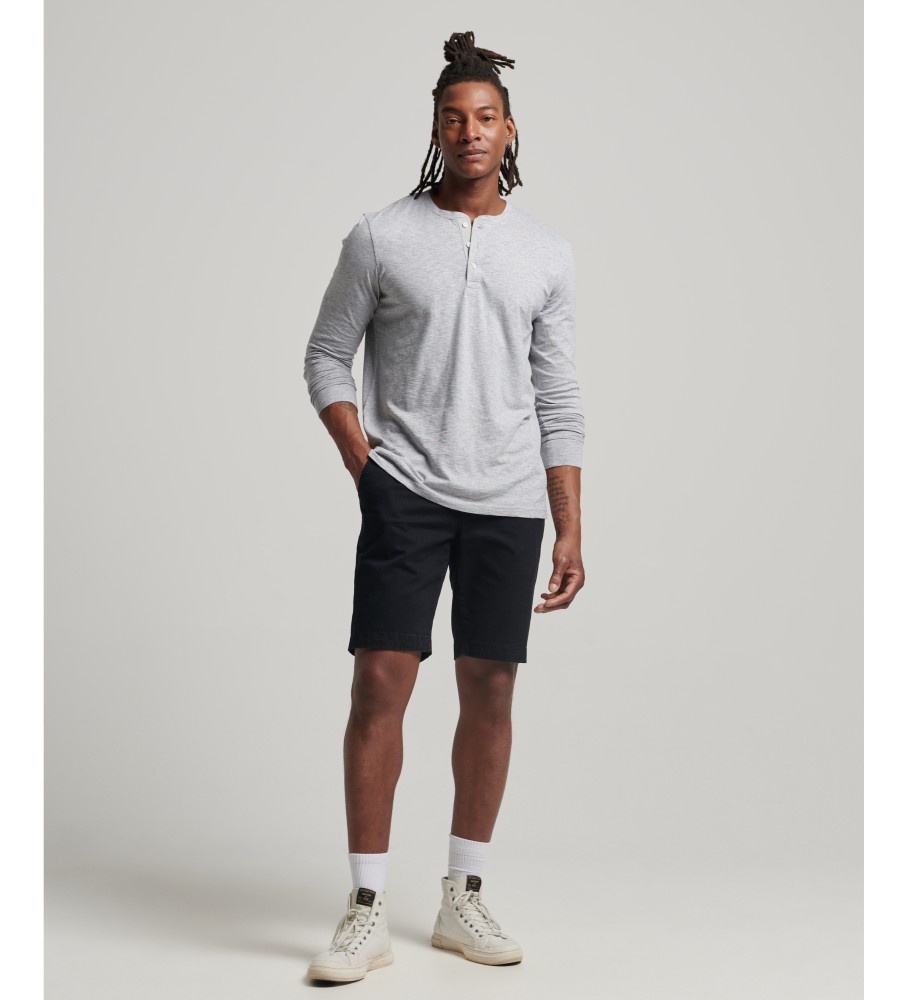 Camiseta Superdry de algodão orgânico com textura irregular, cor cinza.