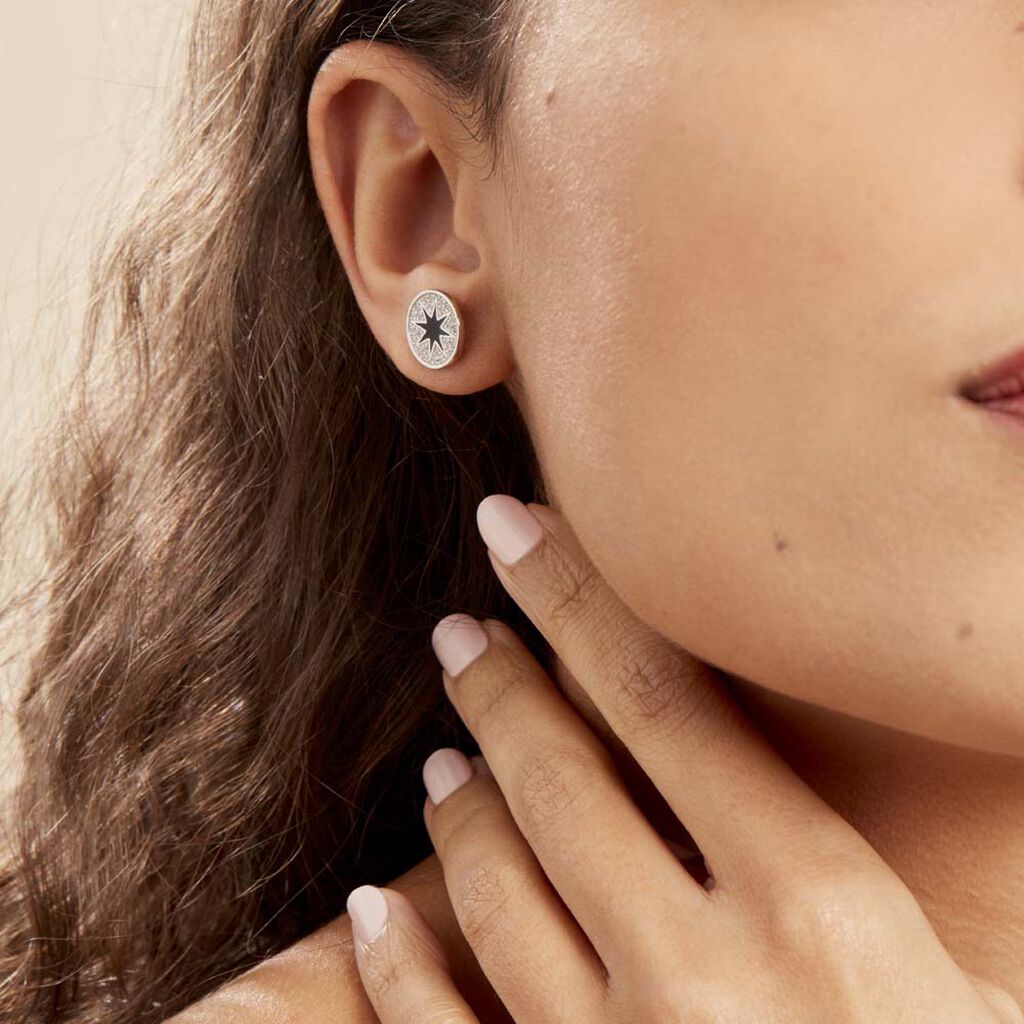 Boucles D'oreilles Puces Argent Blanc Winston Oxydes De Zirconium