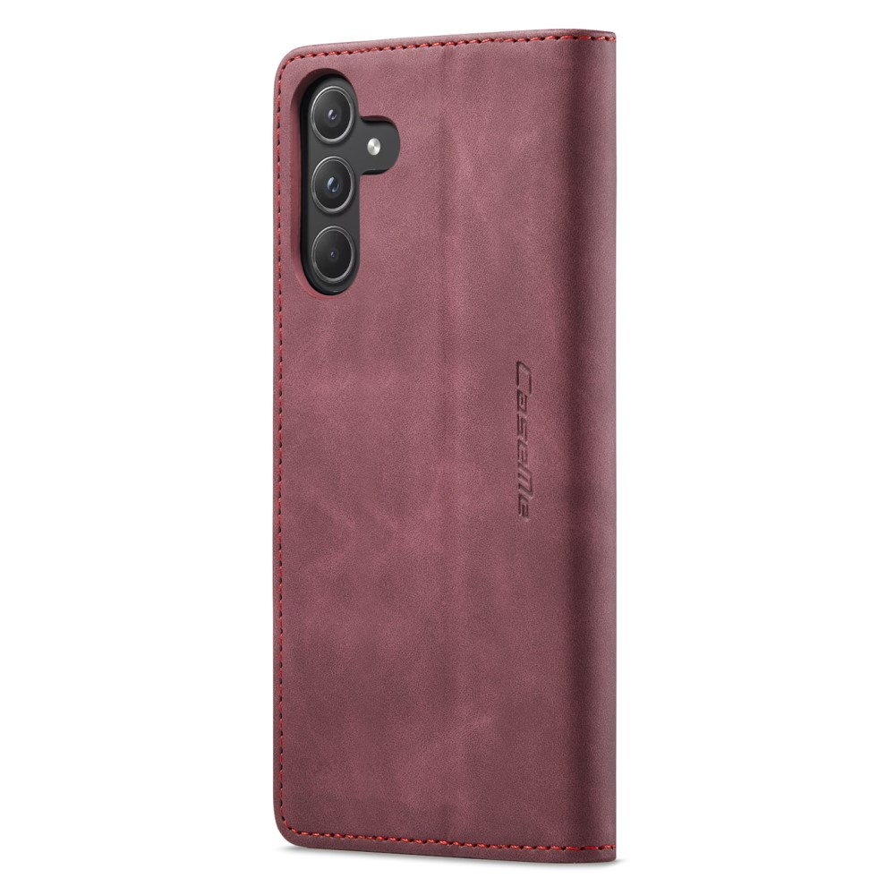 Samsung Galaxy A55 Leder Tasche Flip Wallet Etui mit Kartenfächern - Dunkelrot