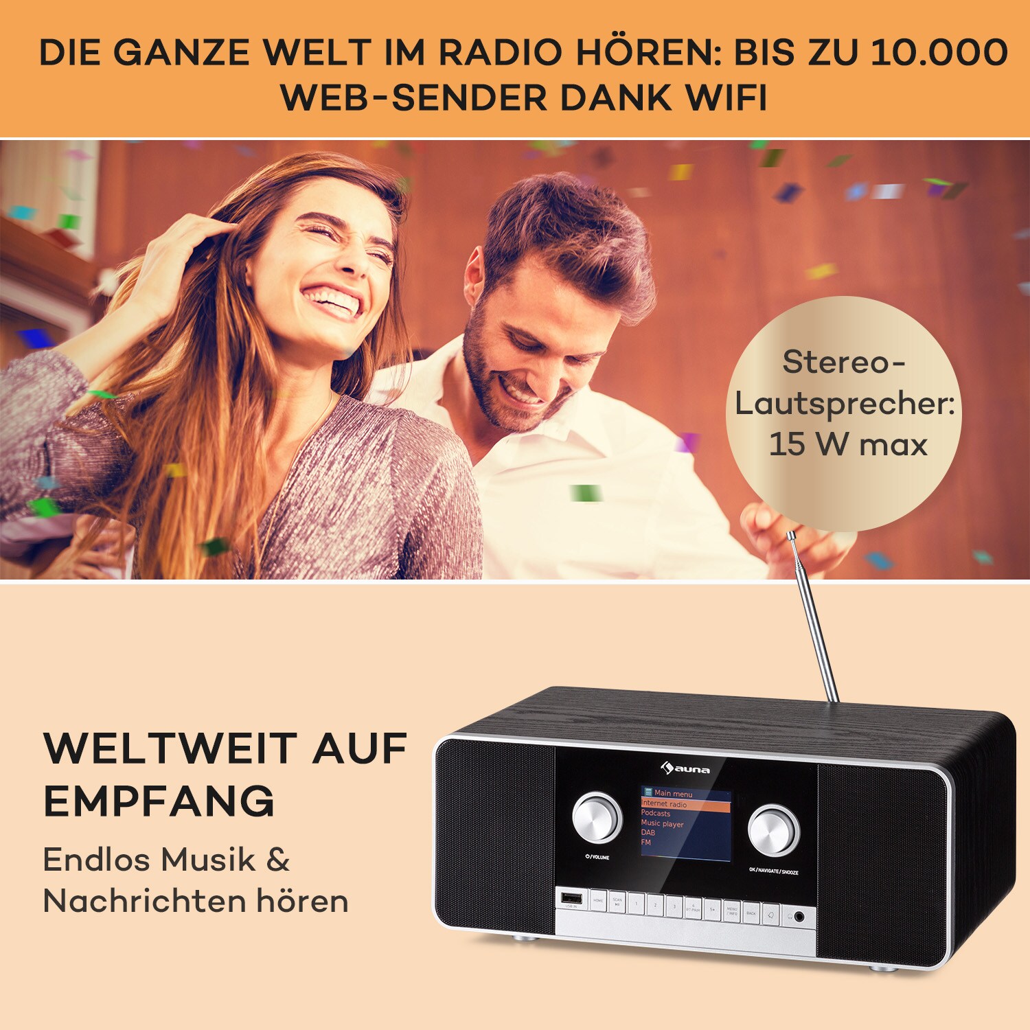 Connect 120 MKII Internetradio Bluetooth WLAN DAB/DAB+ USB AUX Schwarz