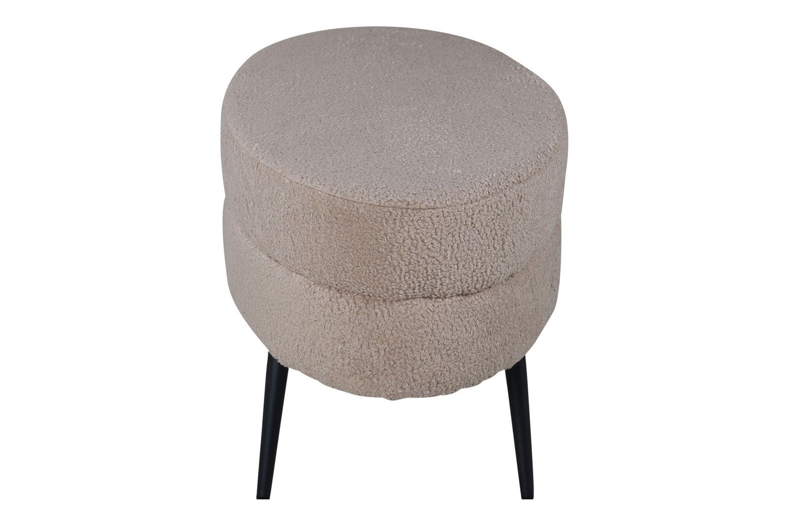 Otto pall Tekstil Teddy Beige med sorte stålben. 100x40cm.