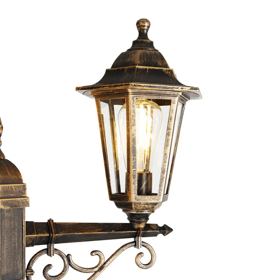 Qazqa staande buitenlampen new haven goudkleurig e27