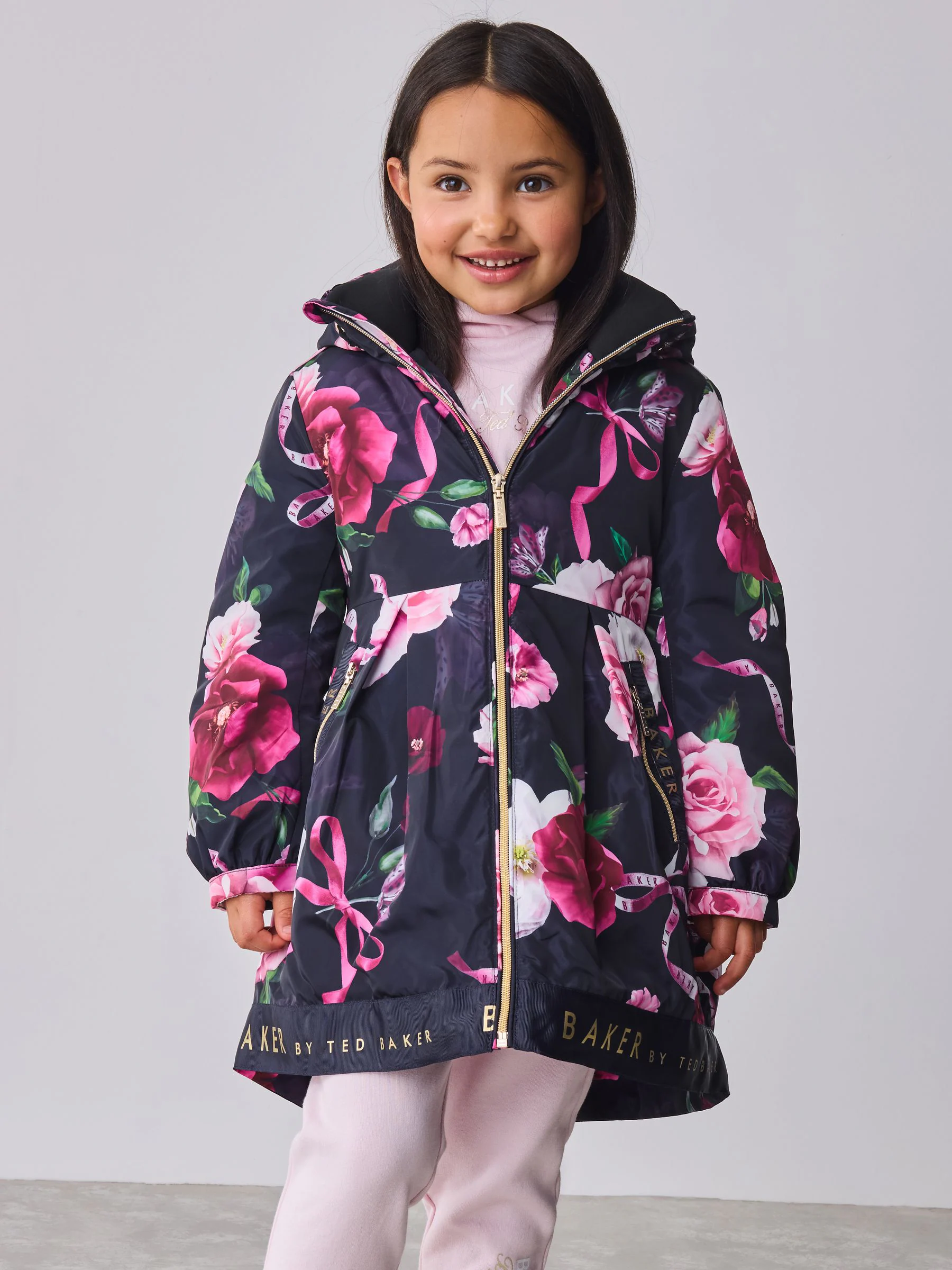 Marineblauw - Baker by Ted Baker regenjas met merklogo op de zoom