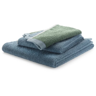 Frottierhandtuch zweifarbig, Blau-Grün, Gästetuch