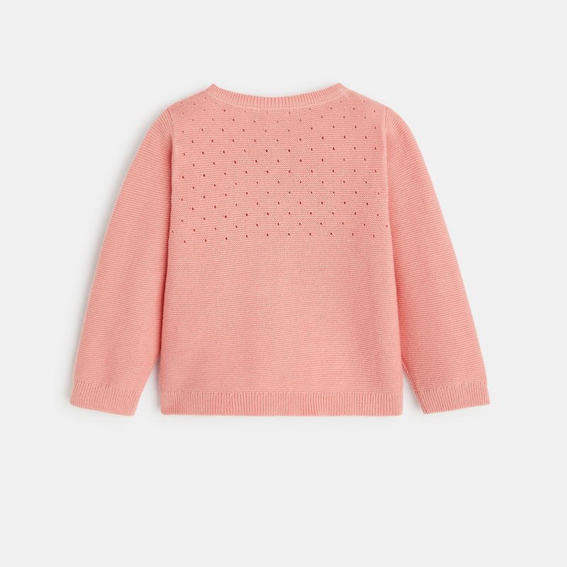 Gilet maille tricot effet pointelle rose bébé fille Rose