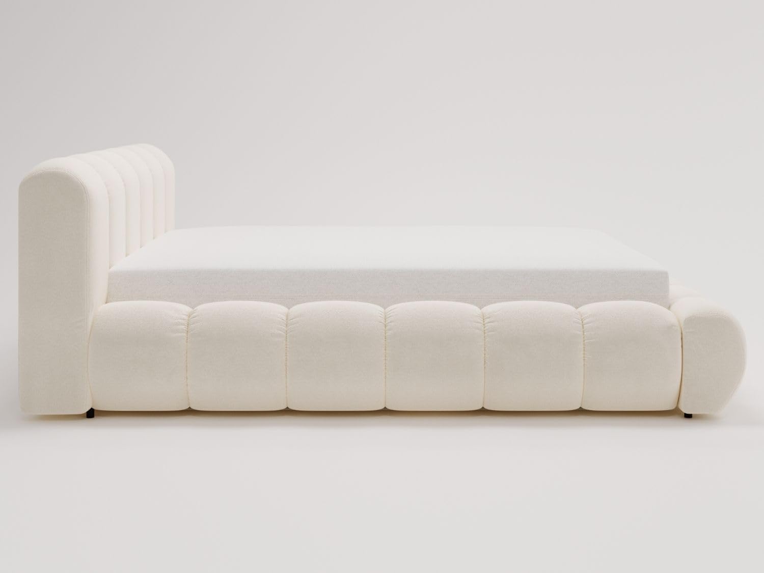 GRAINGOLD Doria Bett 180x200, Polsterbett mit Bettkasten, Polsterbett mit Stauraum, Velour, mit Lattenrost, mit Kopfteil, ohne Matratze (Creme, 180x200)