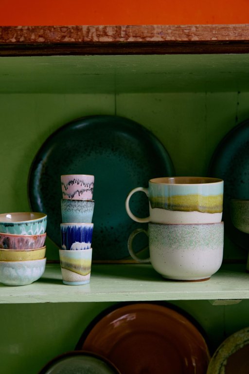 HKliving 70's Ceramic eierdopje set van 4 island