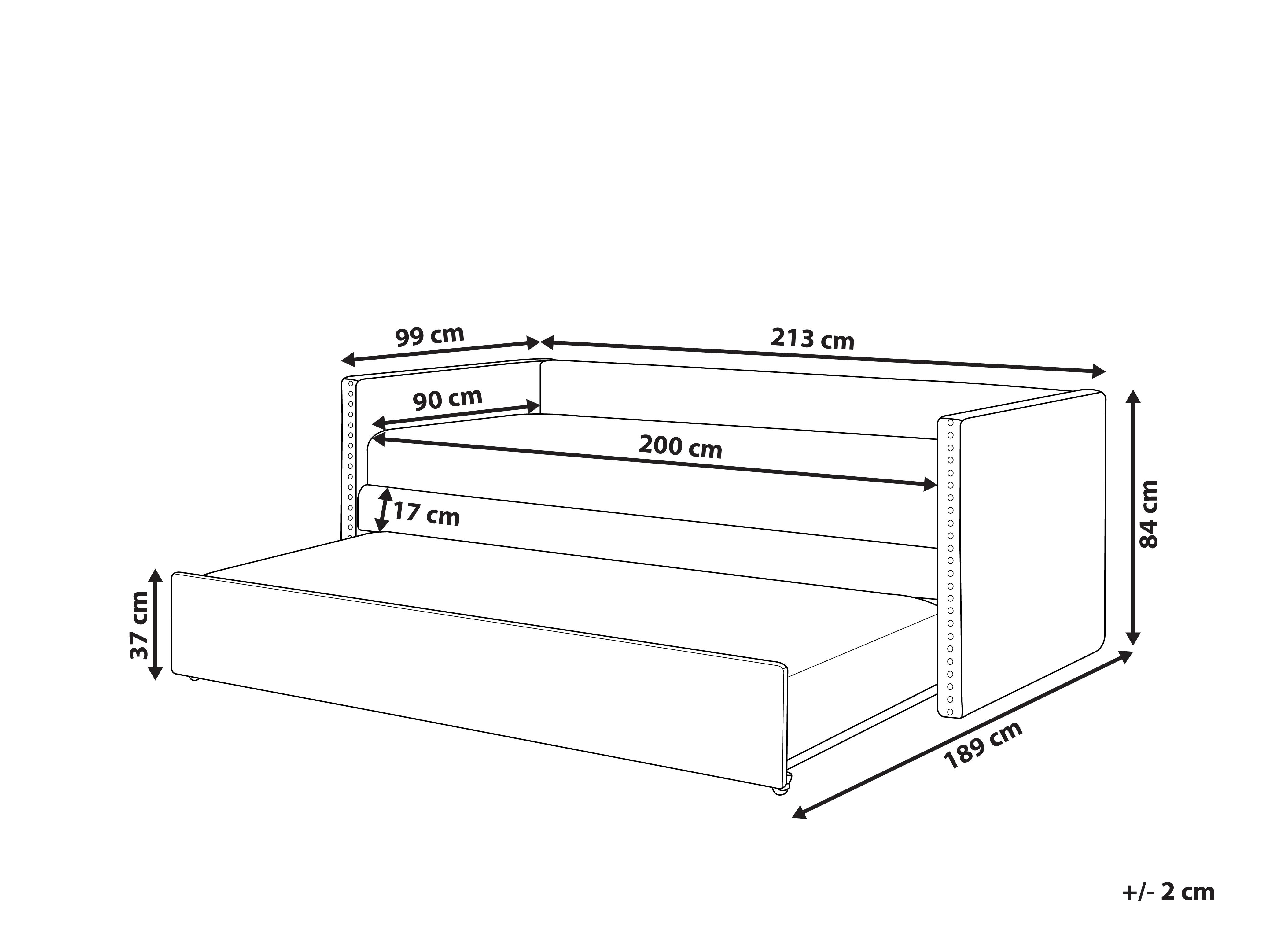 Onderschuifbed Fluweel TROYES 90 x 200 cm Pastelroze