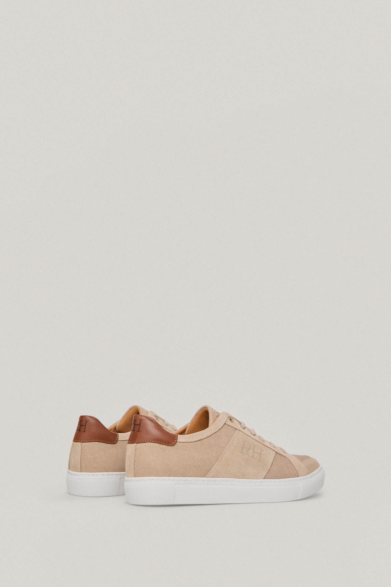 Chinelo de tecido e couro - Bege