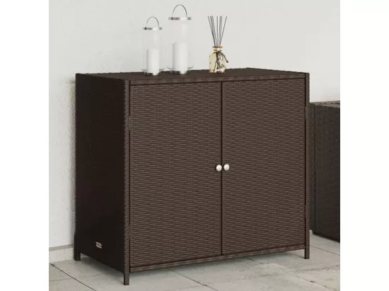 Armoire de rangement de jardin marron 83x45x76cm résine tressée