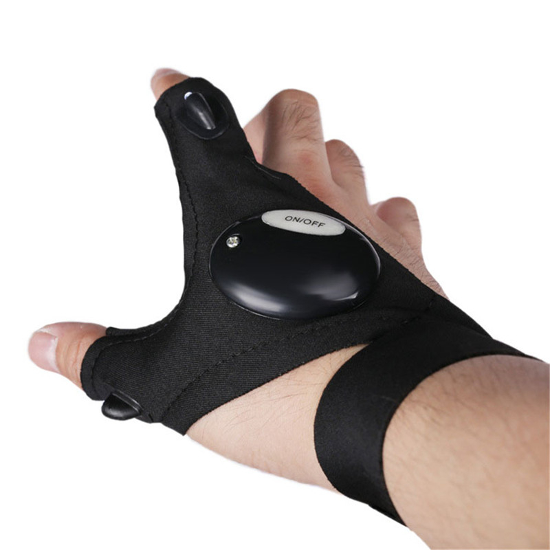 Dual LED Handschuh Taschenlampe Arbeitshandschuhe für Reparaturen / Angeln / Sport (inkl. 2x CR2016 Batterien) - Rechte Hand