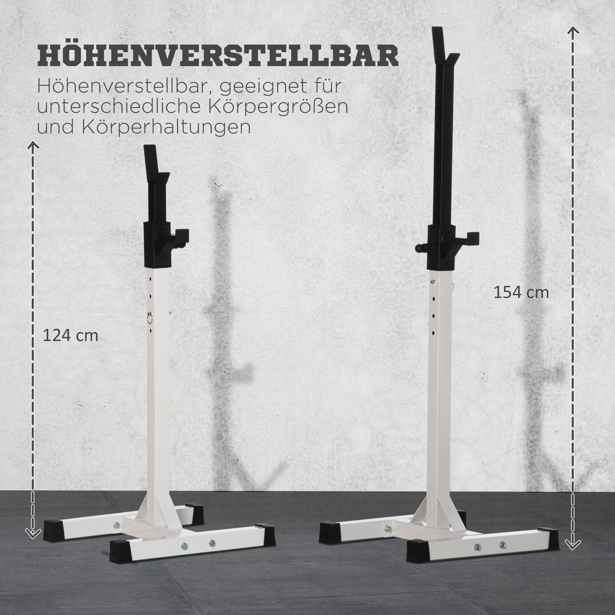 HOMCOM Hantelständer mit Stahlrahmen schwarz, weiß 52L x 48B x 105-160H cm