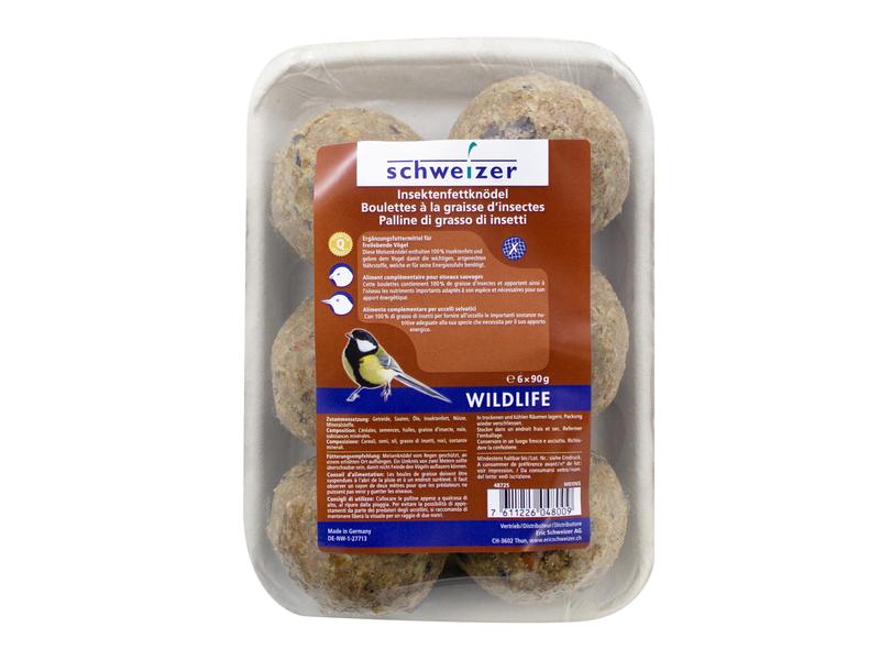 Eric Schweizer Wintervogelfutter Insektenfettknödel, 6 x 90 Ergänzungsfutter für freilebende Vögel