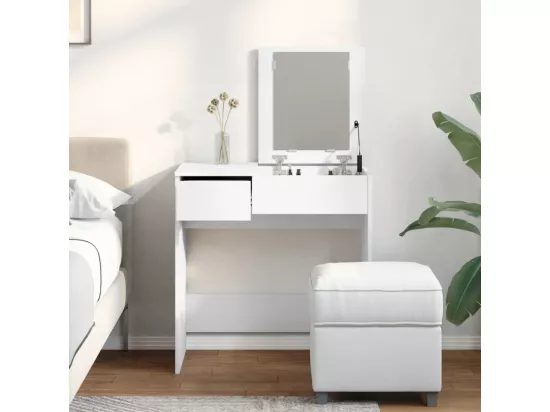 Coiffeuse avec miroir blanc 73x46,5x120 cm