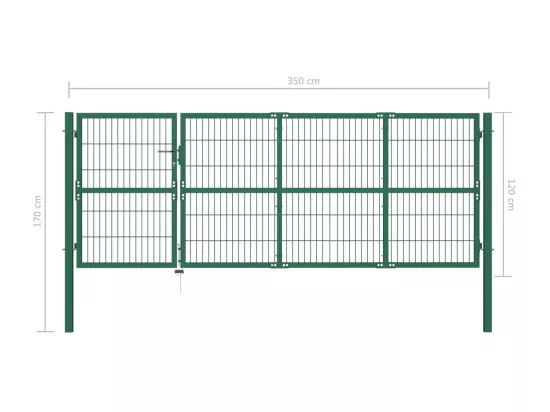 Portail de cl?ture de jardin avec poteaux 350x120 cm Acier Vert