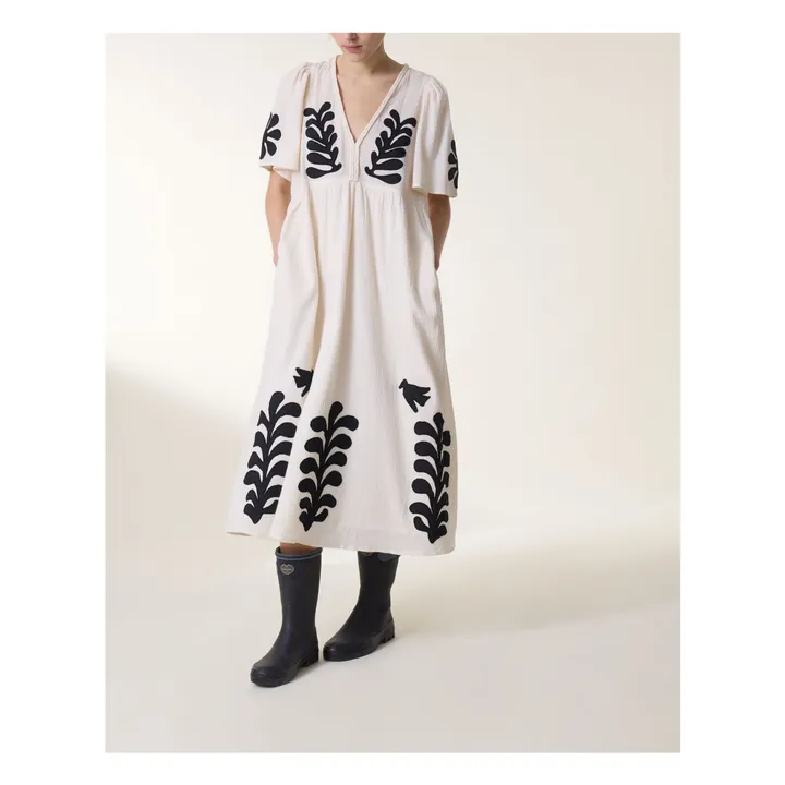 Leon & Harper Robe Roe Birdy Coton Bio | Ecru