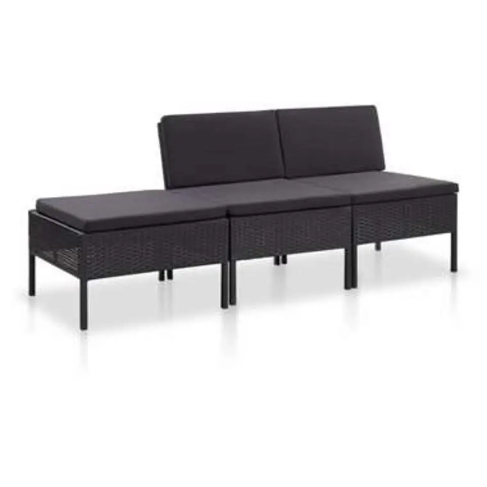 vidaXL - Tuin Loungeset - Zwart - Poly rattan