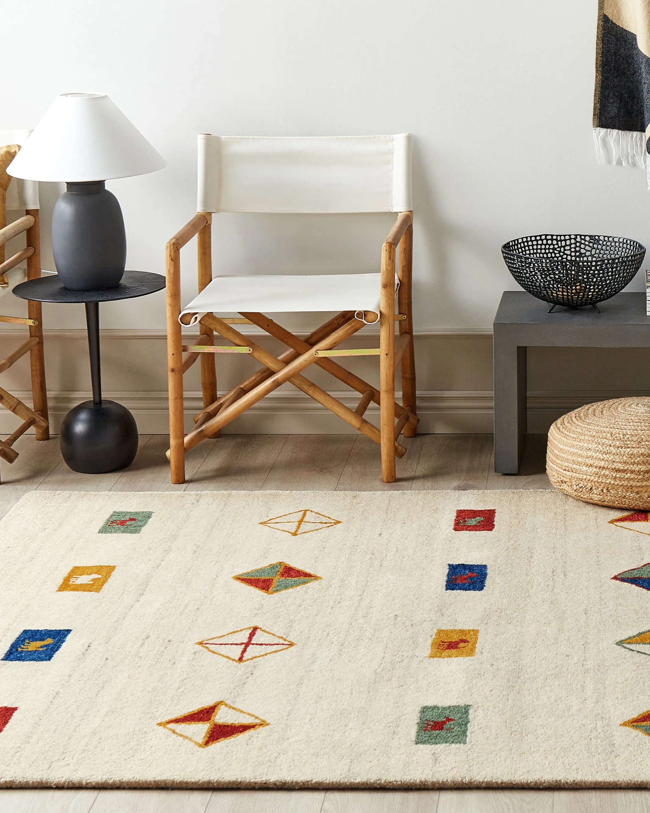 Vloerkleed MISINLI Beige 160 x 230 cm Wol Gabbeh