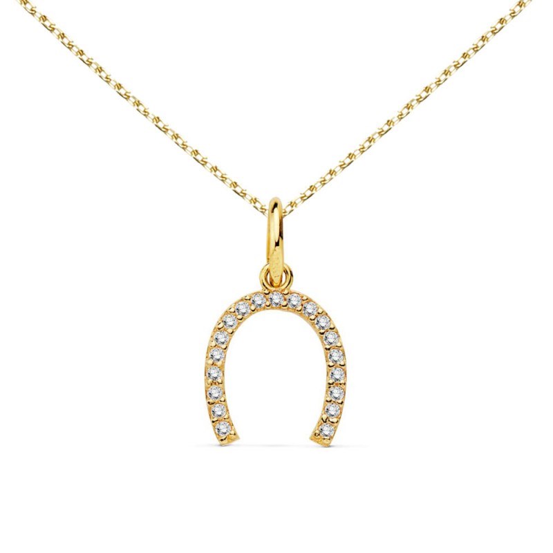 Collier - Pendentif Or 18 Carats 750/000 Jaune  - Fer à Cheval - Chaine Dorée