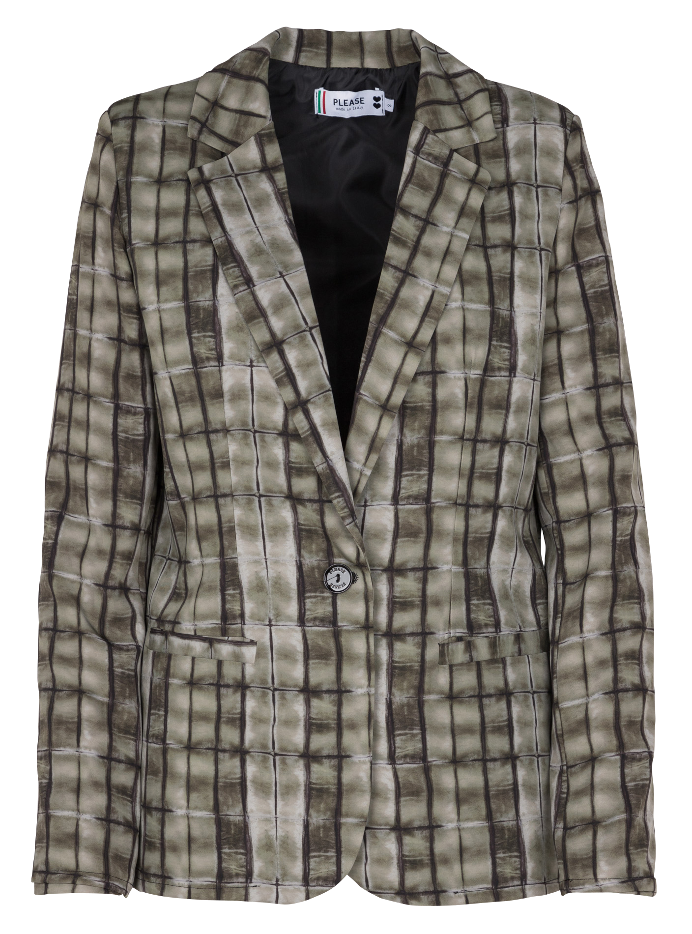 Blazer col tailleur droit imprimé | Vert