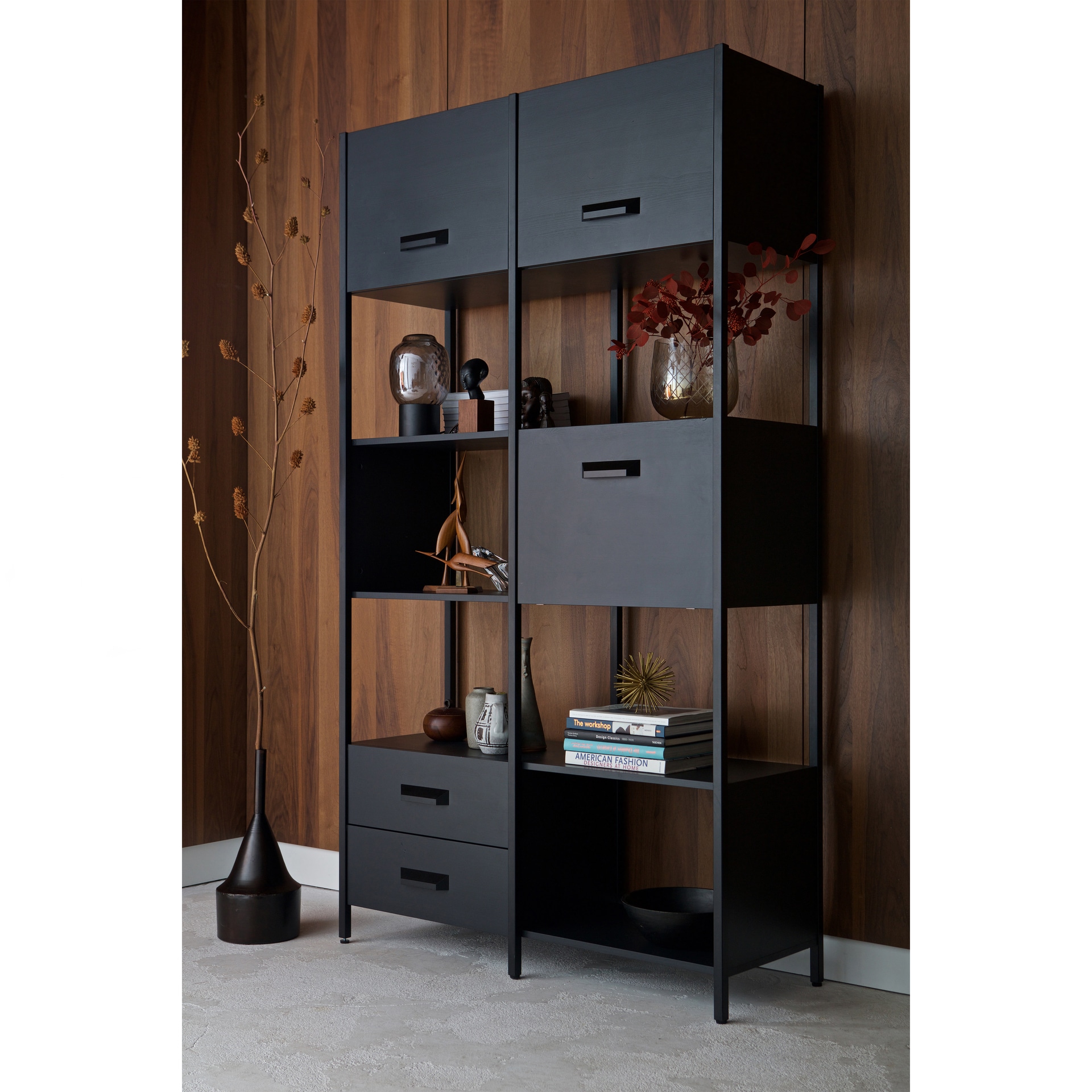 Regalschrank LEGACY 123 x 220 cm mattschwarz
