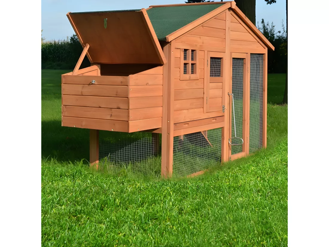 Poulailler de luxe en bois pour jardin exterieur 2-5 poules Cage Canard 2 perchoir Nichoir 190 x 67 x 117 cm