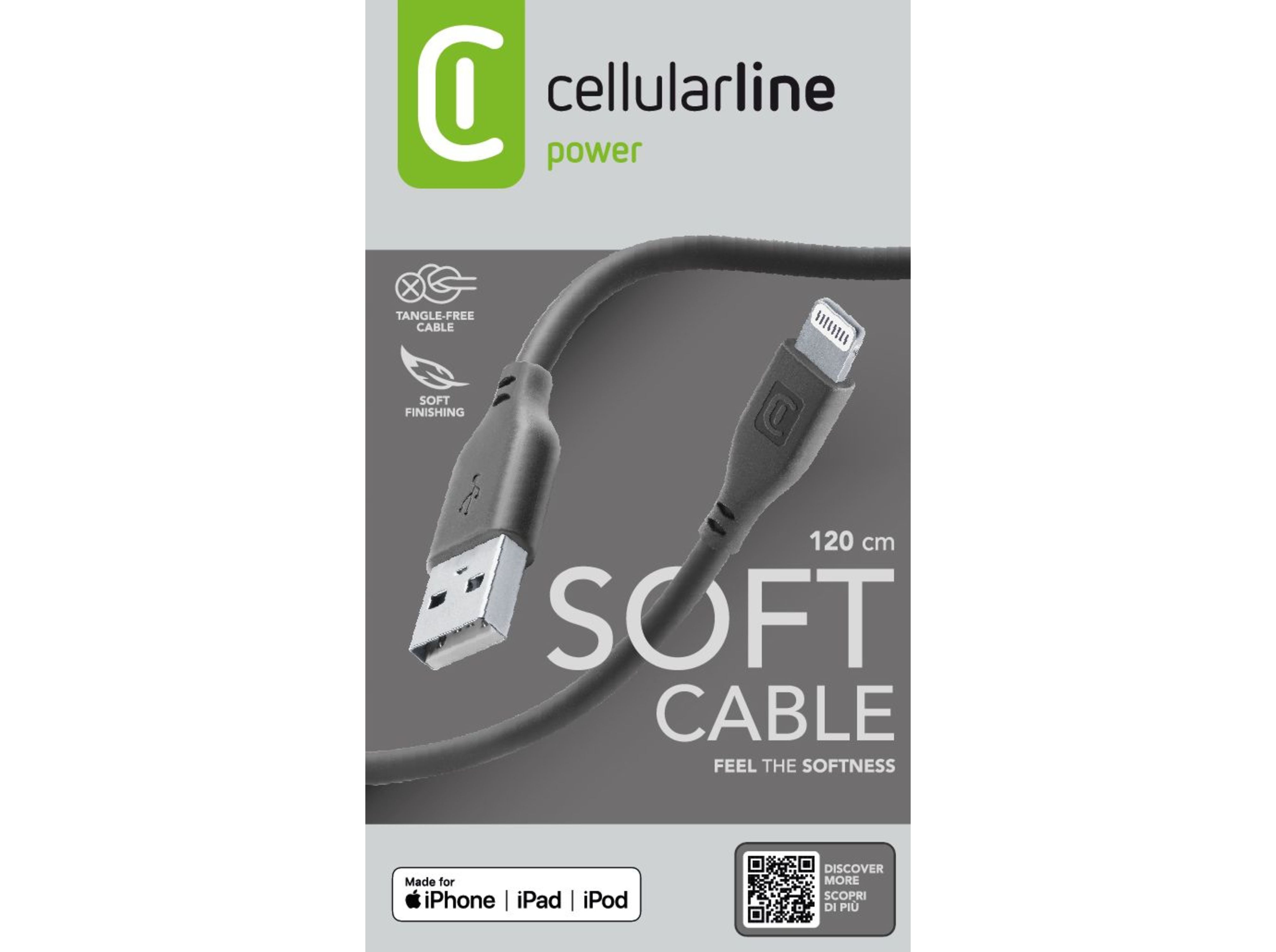 CABO CELLULARLINE SOFT USB-A/MFI PRETO