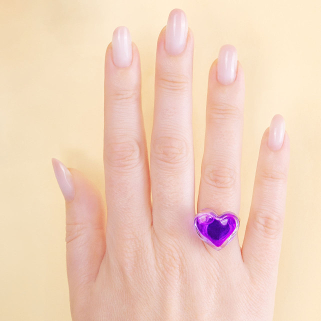 Bague en verre soufflé - Coeur Nano transparent