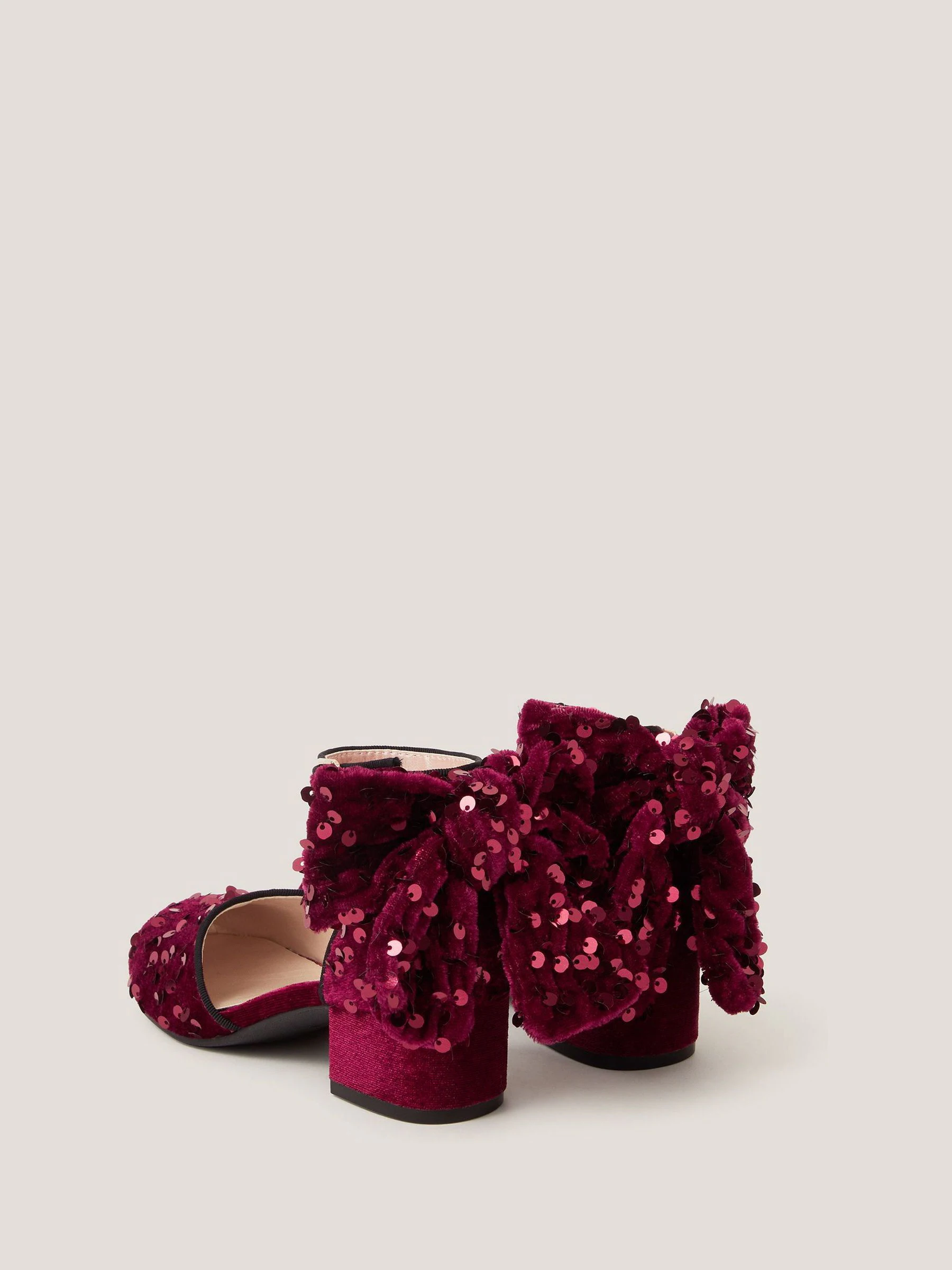 Rood - Monsoon Sequin Velvet Bow Heels