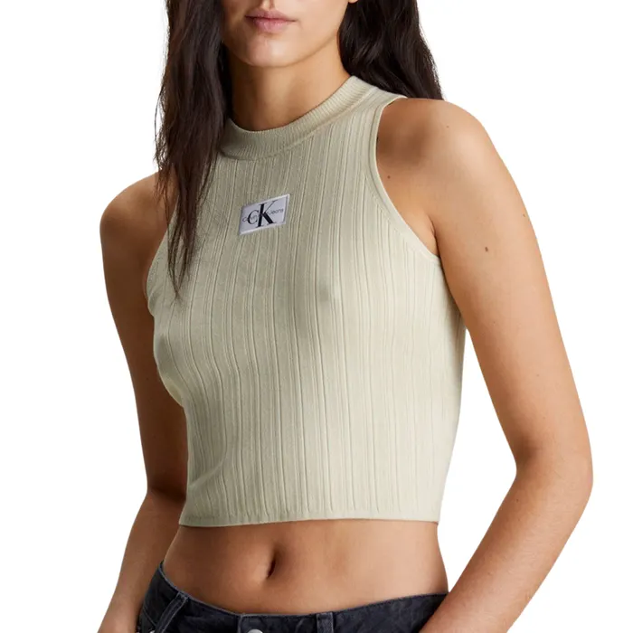 Calvin Klein Woven Label Rib Tanktop Dames