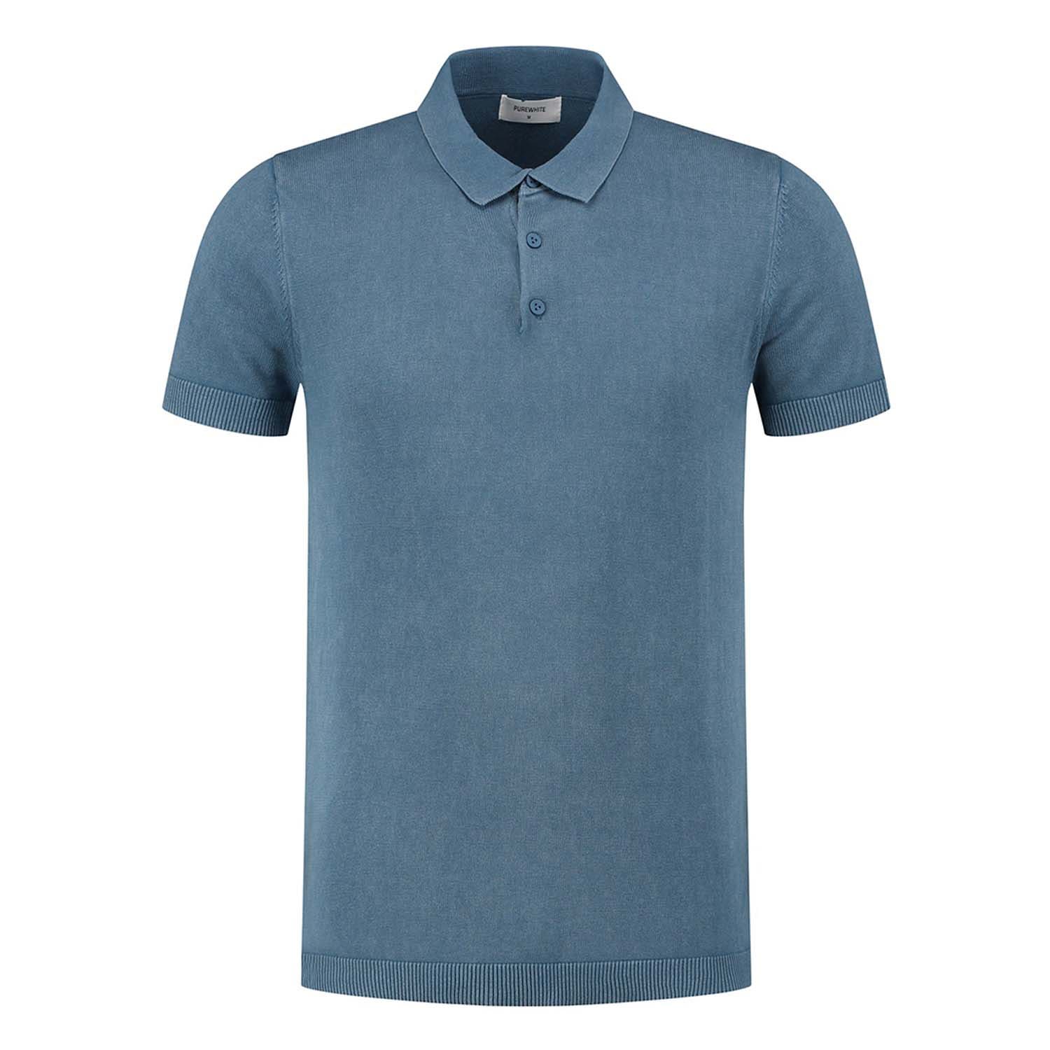 Purewhite  Knitted Polo With Triangle Print