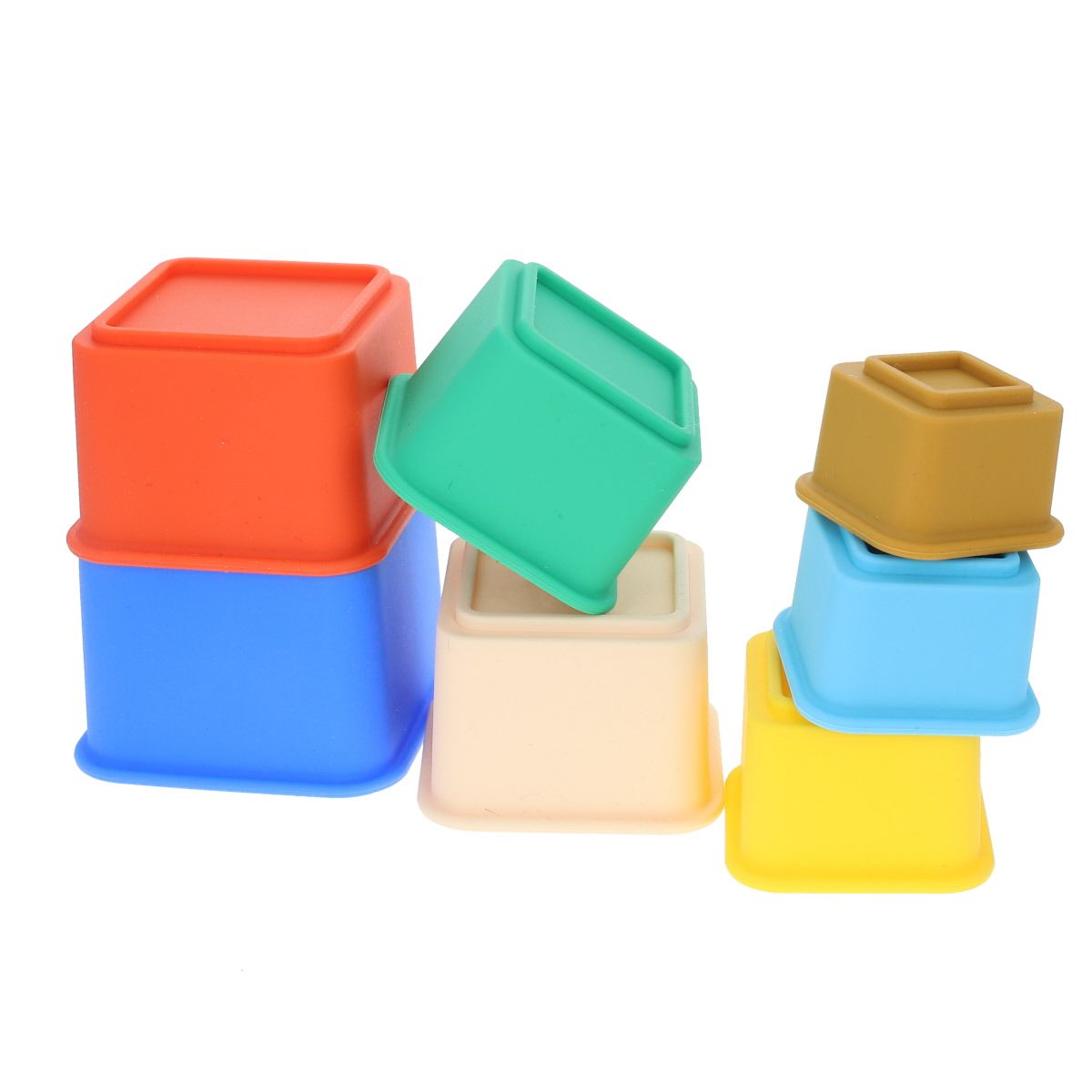 Jeu de cubes en silicone à empiler multicolore Amande