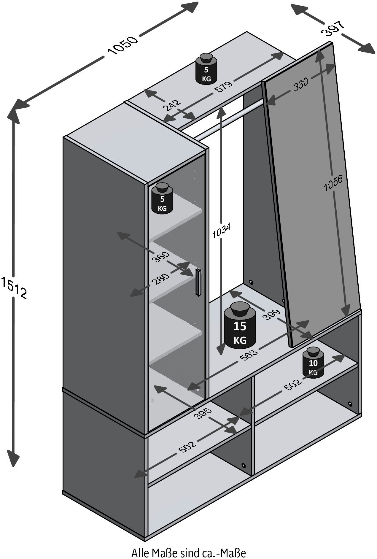 FMD Kompaktgarderobe »Auma« Breite 105 cm