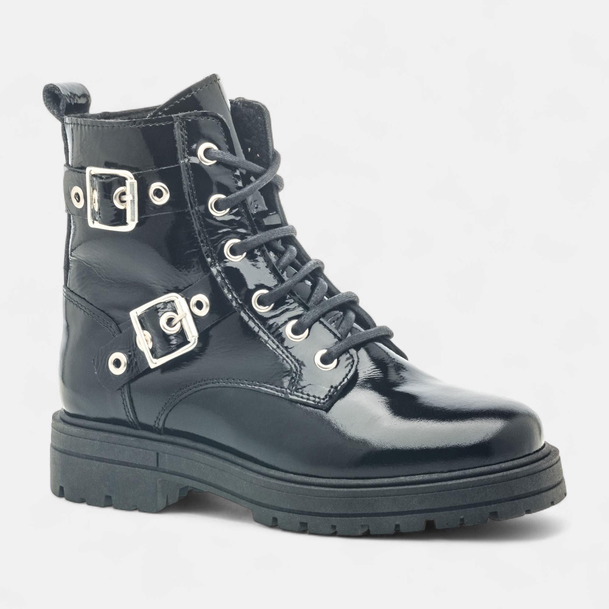 Boots Fille en cuir noir