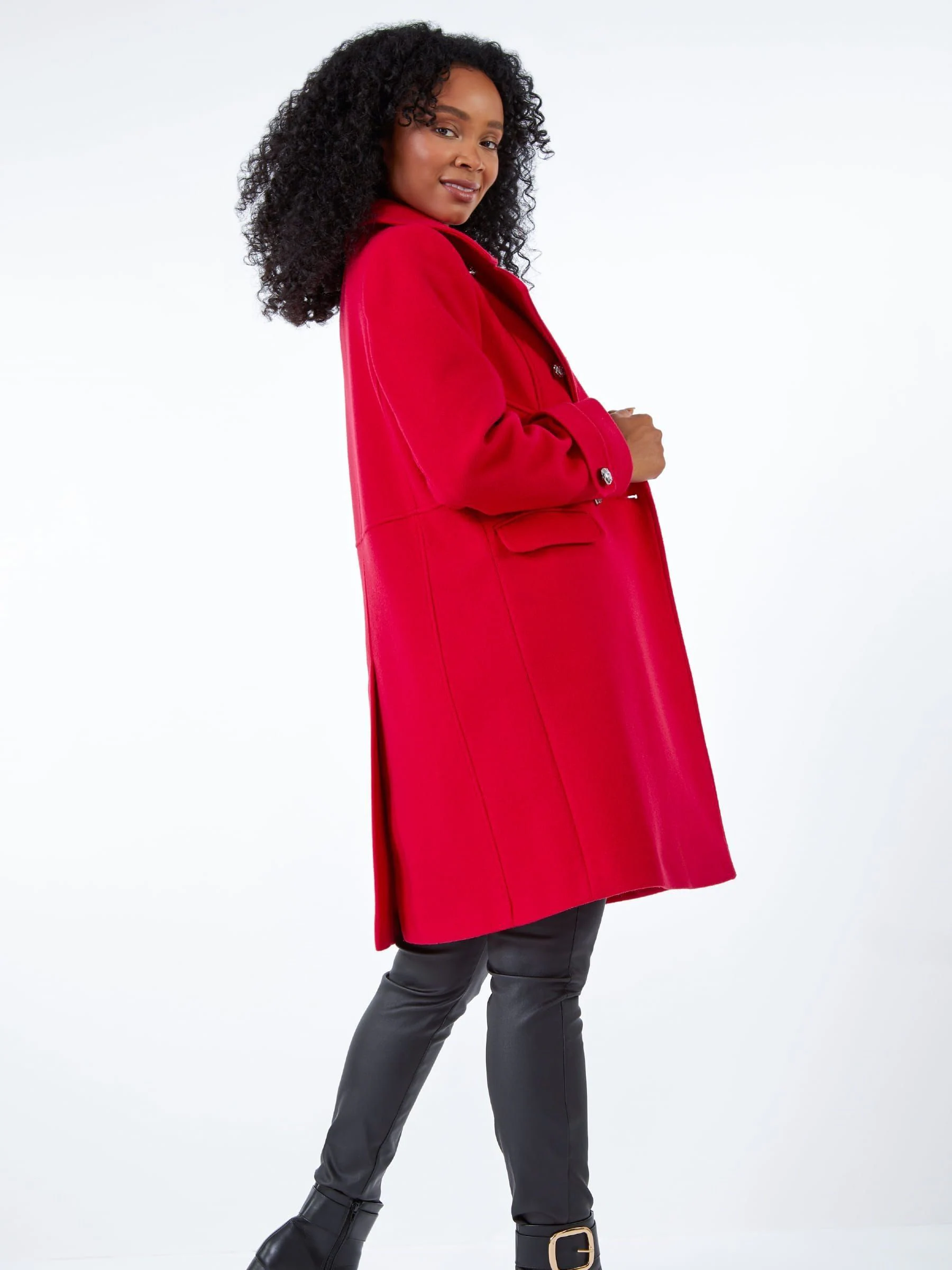 Roman Petite jas in legerlook met dubbele rij knopen