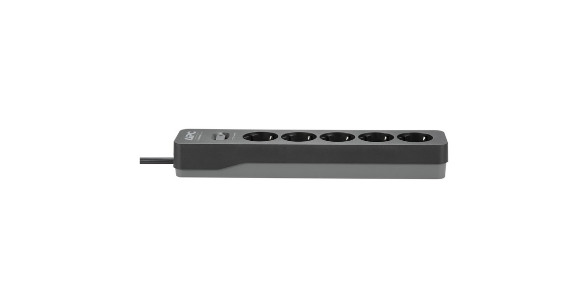 APCPME5B-GR stekkerdoos met overspanningsbeveiliging stekkerdoos  (Zwart, 5x stopcontact)
