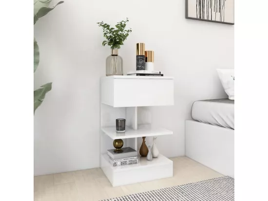 Tables de chevet 2 pcs Blanc brillant 40x35x65 cm