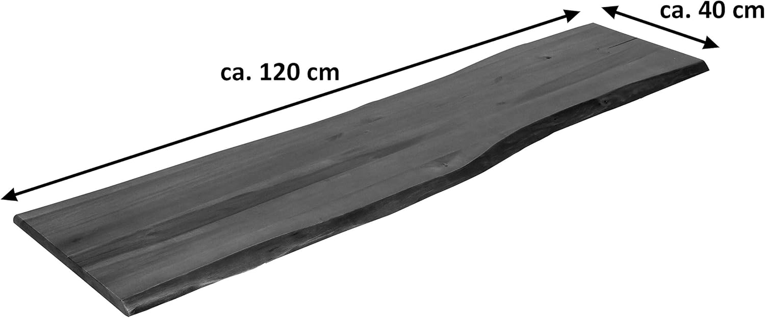 SAM Baumkanten-Platte, 120x40 cm, Akazie massiv, cognacfarben, stilvolle Holzbank, pflegeleichtes Unikat