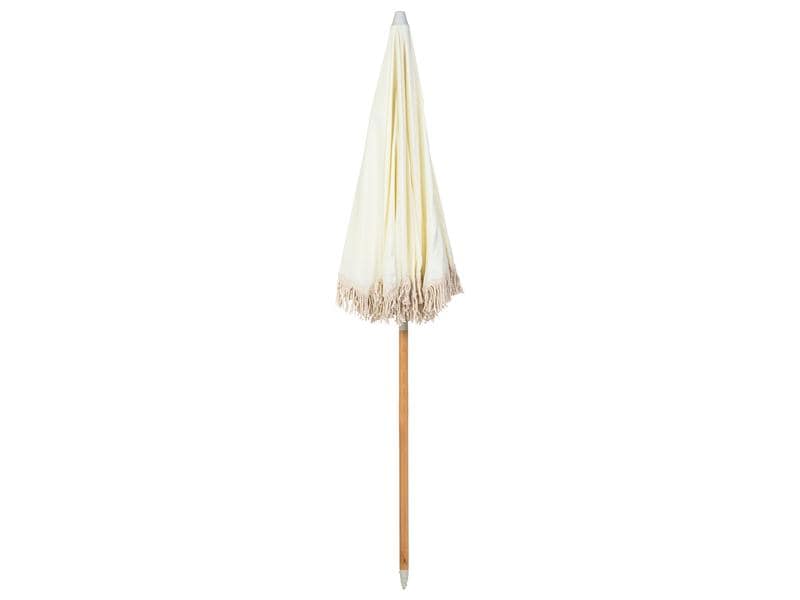 KOOR Sonnenschirm Boho Off-White, 180 cm Strandschirm mit Lichtschutzfaktor 50
