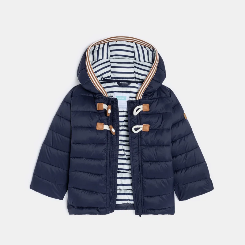 Doudoune à capuche zippée bleu bébé garçon Bleu