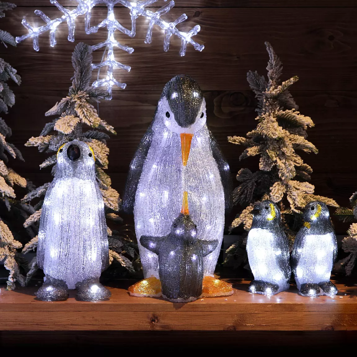 Lot de 2 pingouins lumineux sur piles 40 LED (H20 cm) Ice Blanc froid