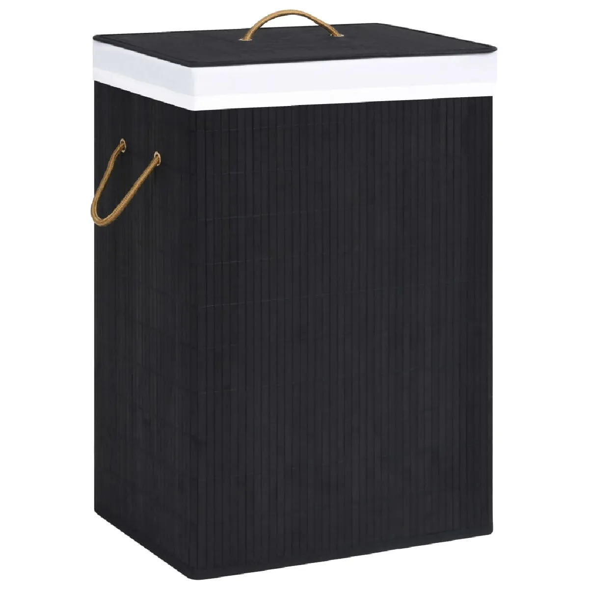 vidaXL Panier à Linge Bambou - Noir Rectangulaire