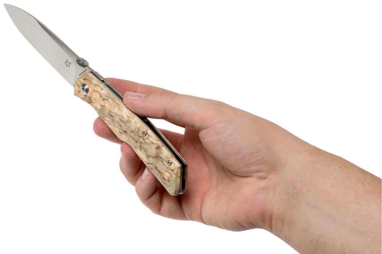 Fox Knives FX-525BE Curly Birch zakmes, Bob Terzuola design